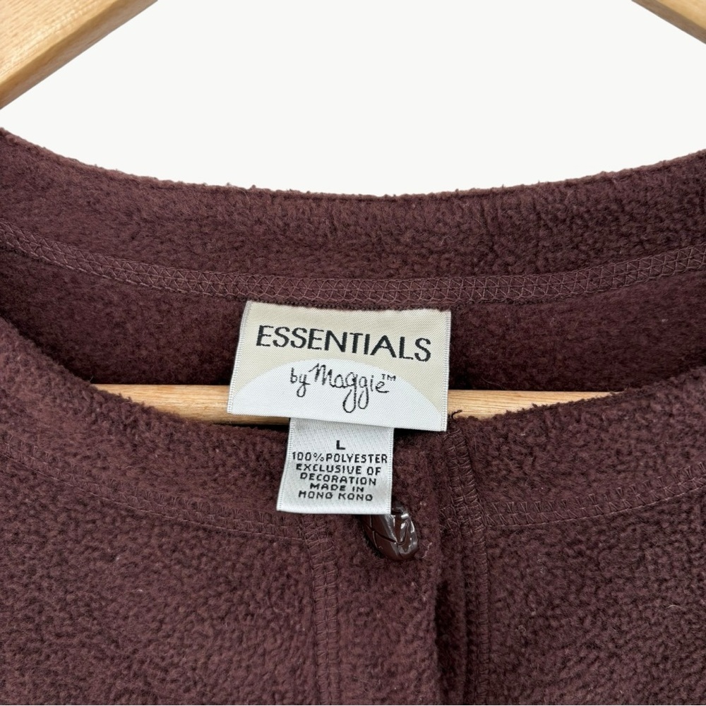 Vintage Maggie Embroidered Fleece Cardigan Size Large Brown 90s Cottagecore - Picture 5 of 9